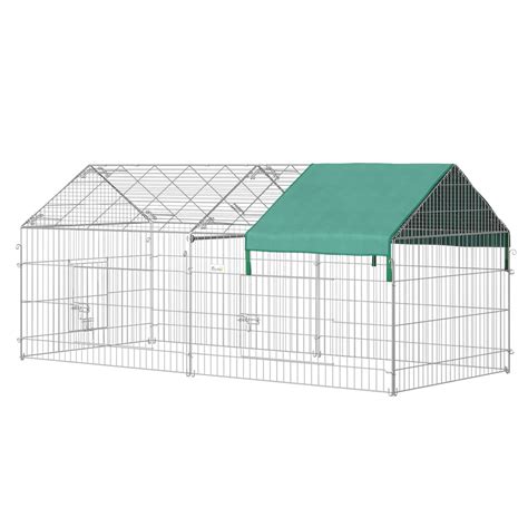 PawHut Outdoor Metal Kennel Enclosure for Small Animals 